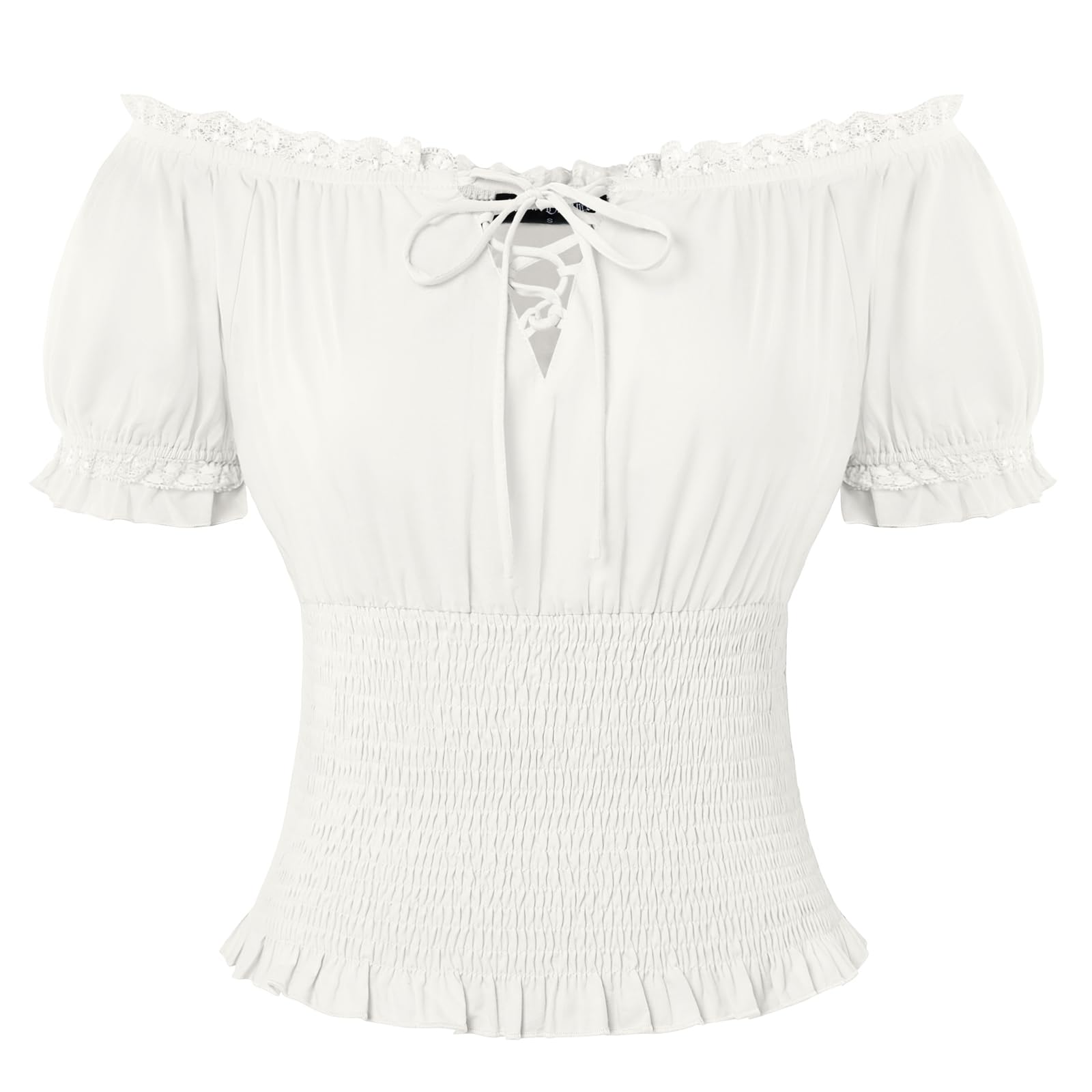 Scarlet Darkness Peasant Blouse for Women Off Shoulder Puff Sleeve Tops | Cute Cotton Tops, Puff Sleeve, Smocked Waist, Soft Breathable Fabric, Ren Fairs, Relaxed Outings