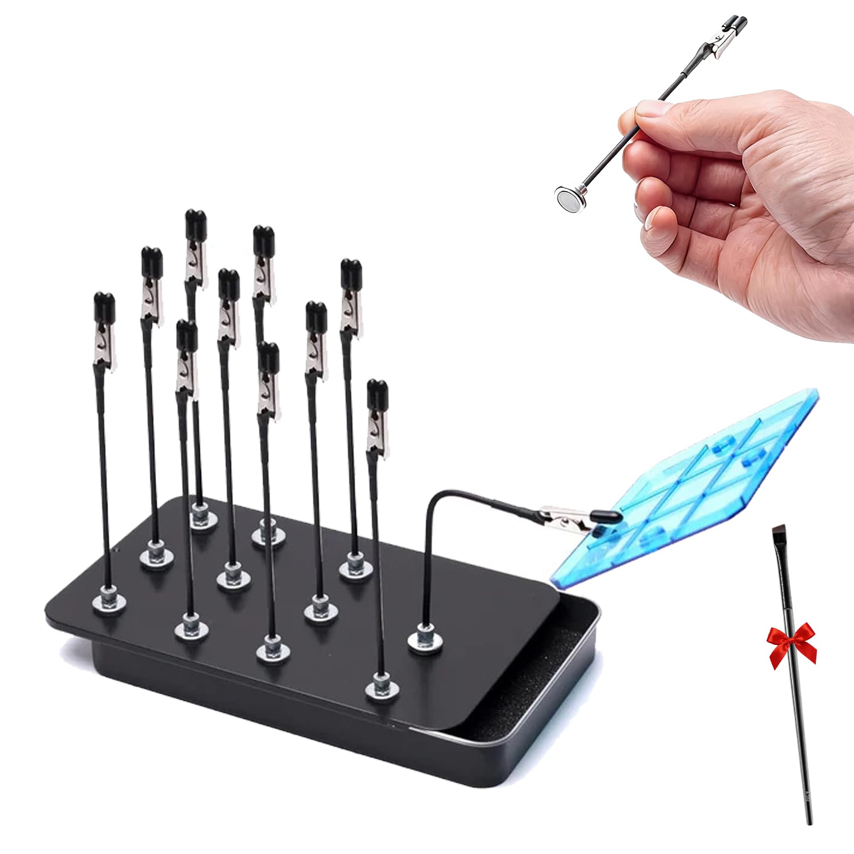 MagStand Pro Magnetic Helping Hands Soldering Tool - Adjustable Alligator Clip Holder, Making Easier to Paint Small Details, Strong Magnetic Base for Model Builders & Miniature Painters(1*Black)