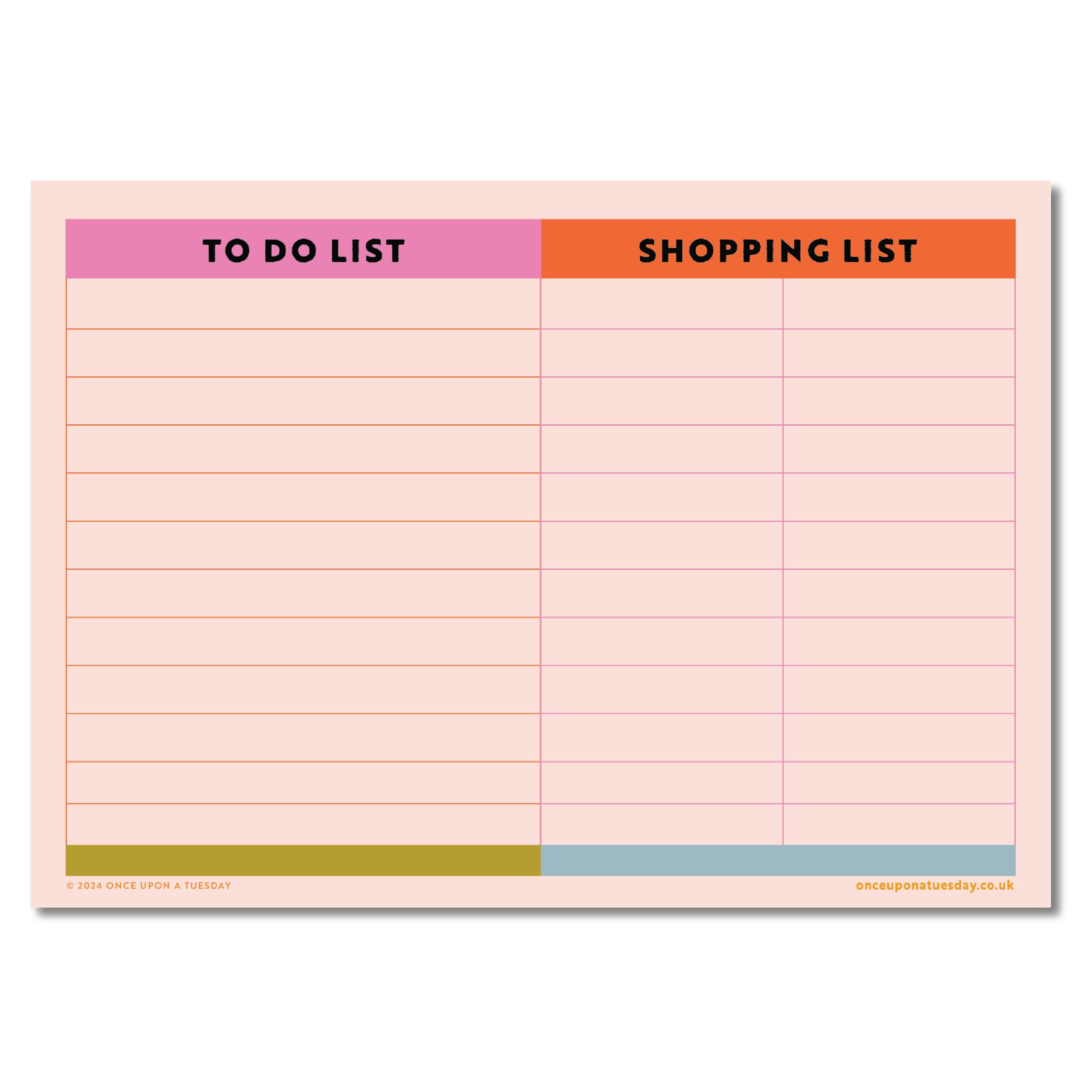Good Tuesday A4 Magnetic Shopping & To Do List, Fridge Magnet Planner with Flexible Dry Wipe Surface, Ideal for Family Organisation, Peachy Multi-Coloured, UK Made
