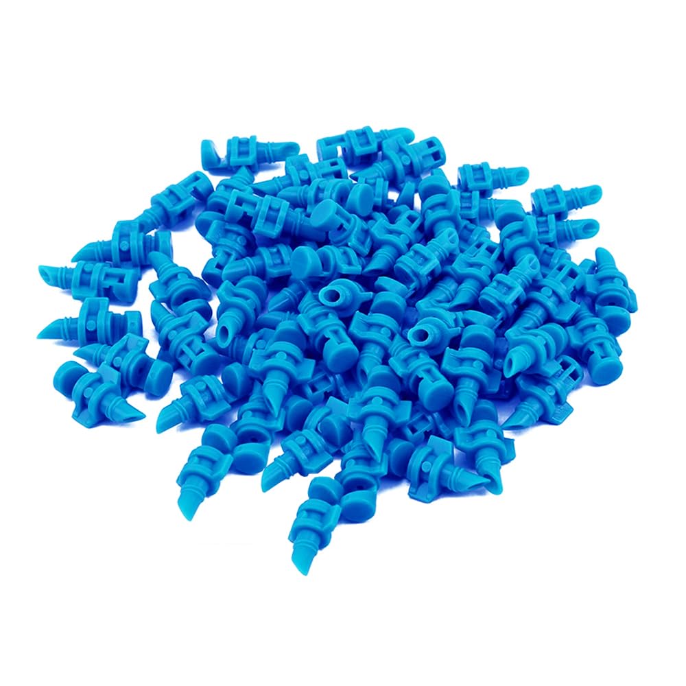 100Pcs Blue Atomizing Garden Sprinkler Sprayer, 90 Degree Micro Sprayer Refraction Garden Lawn Water Spray Misting Nozzle Sprinkler for Plants Irrigation