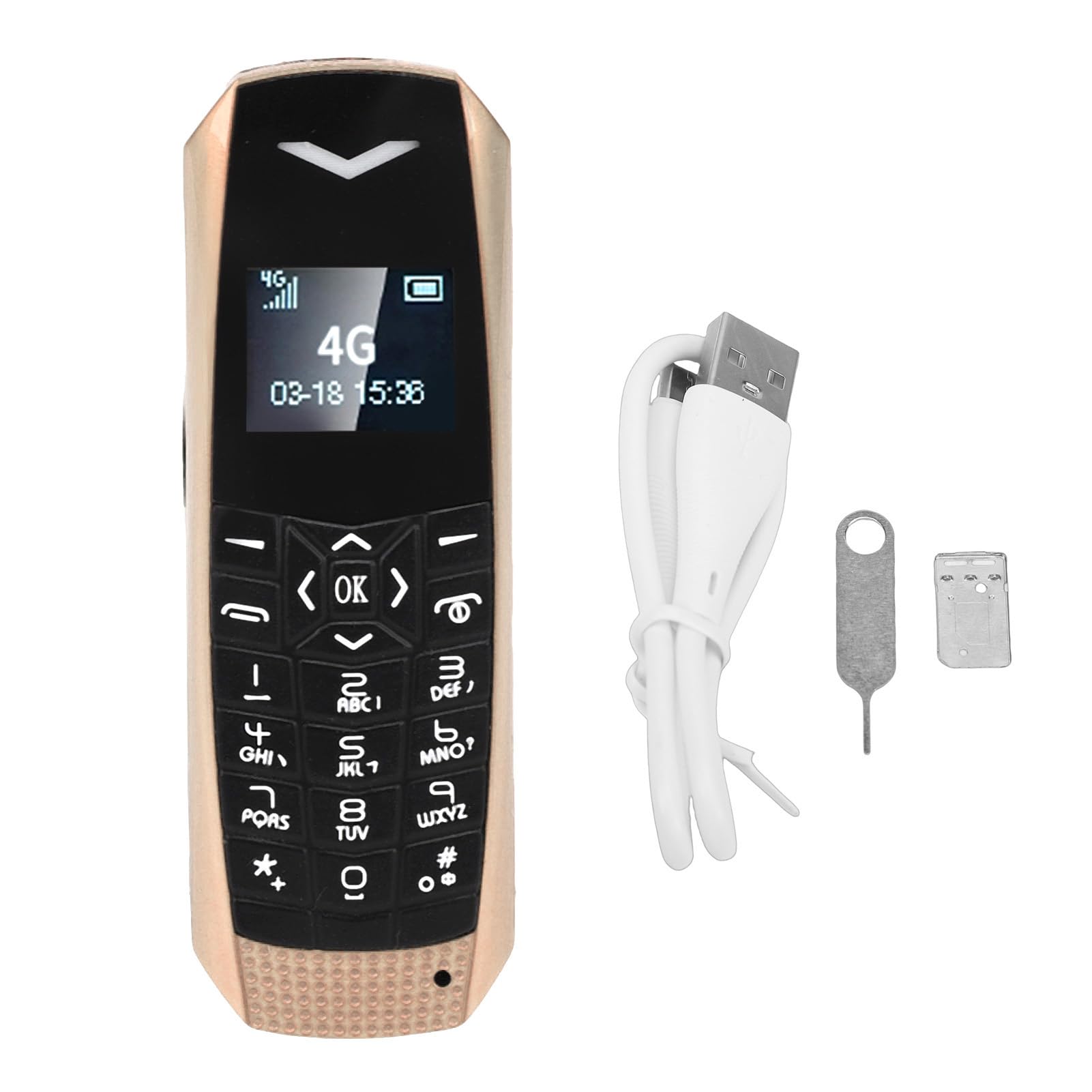 Telefono Cellulare per Anziani Sbloccato 4G LTE Compatto per Chiamate Agli Anziani Messaggi SOS Emergenza per Viaggi di Lavoro (70 X 23 X 12 mm) (GOLD)