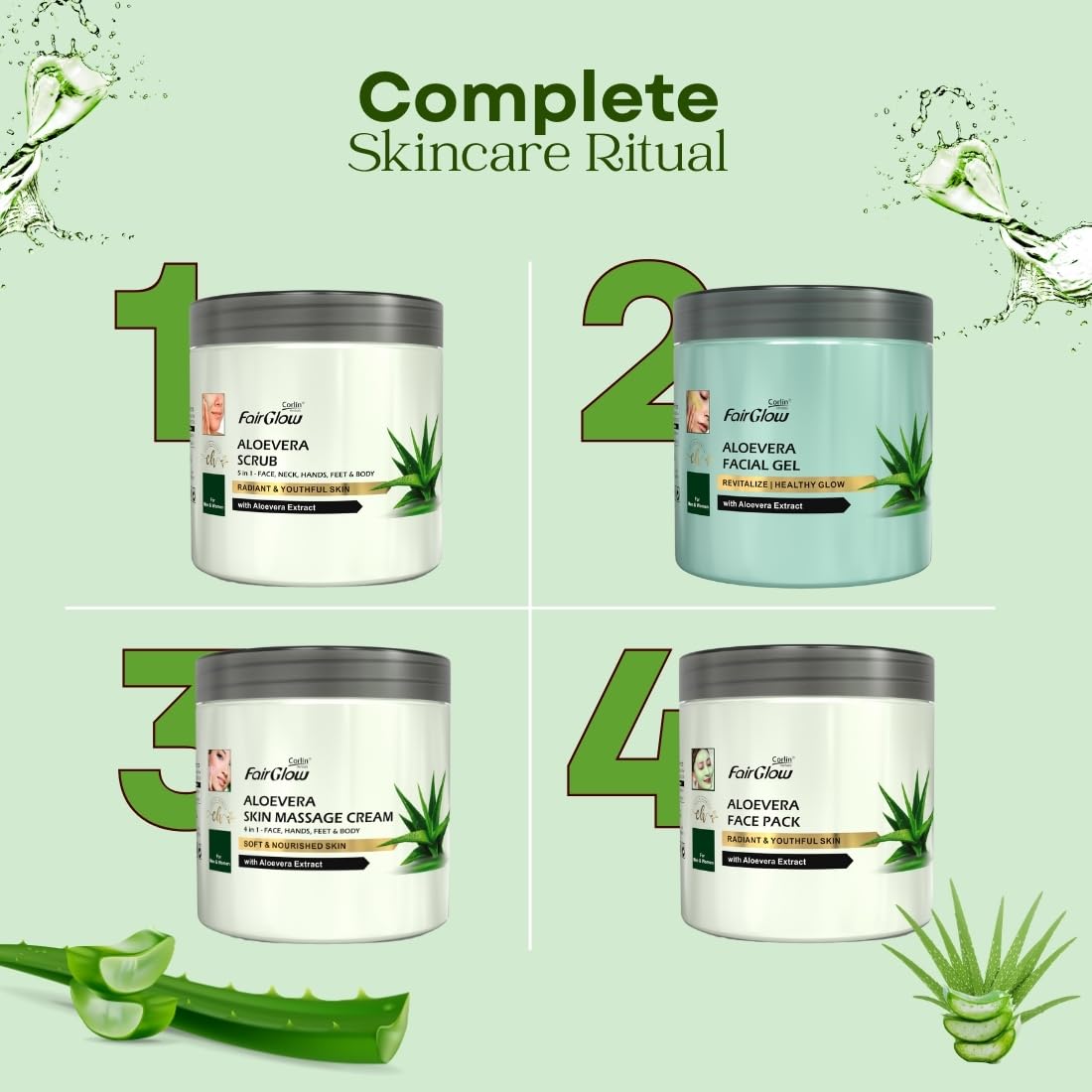 CORLIN FAIRGLOW Aloevera Skin Massage Cream 800g | 4 in 1 for Face, Hands, Feet & Body | For Men & Women | Multipurpose | Ideal for Daily Use 4