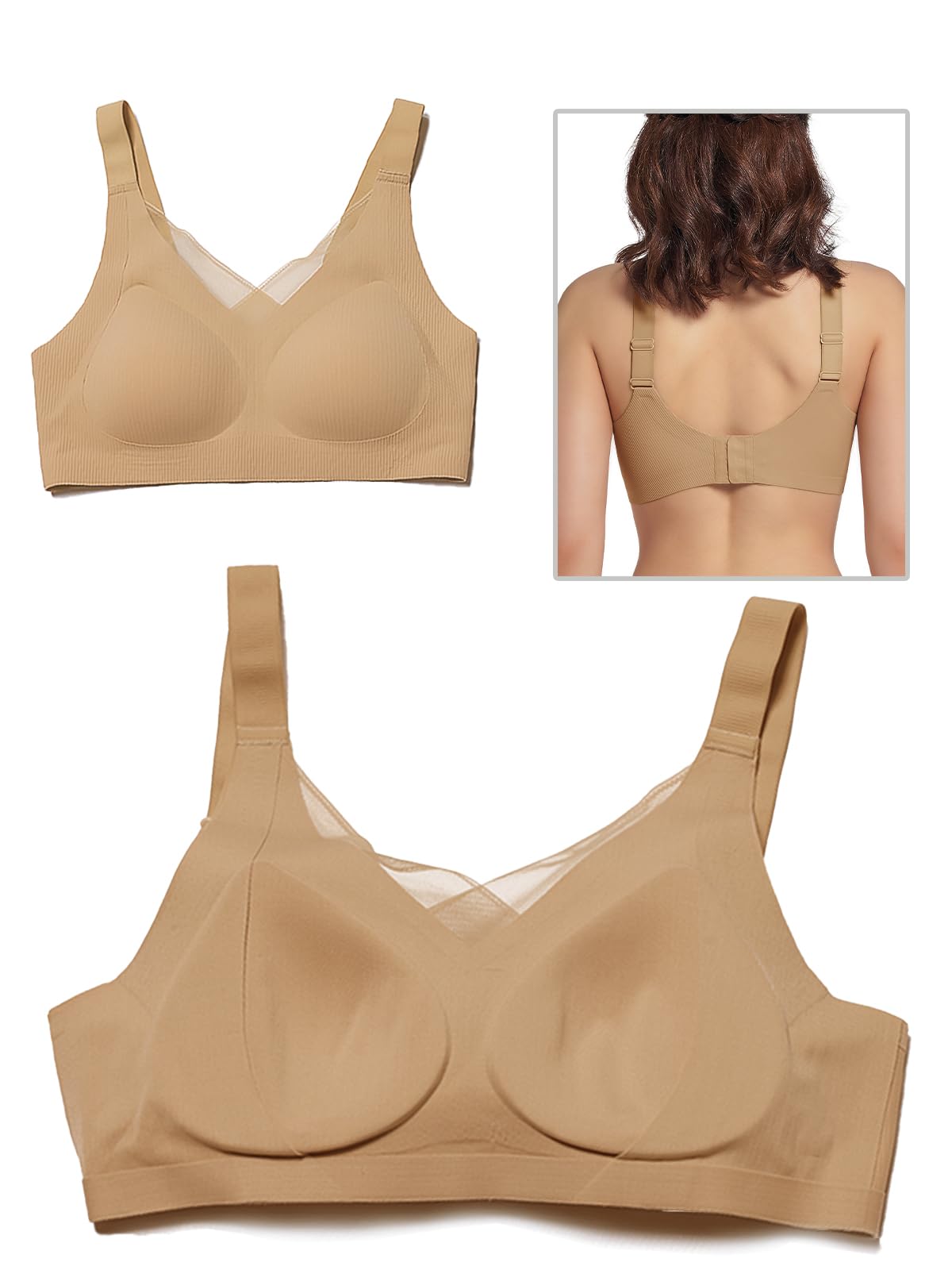 Soutien-gorge de mastectomie pour femme avec poches – Soutien-gorge quotidien pour post-chirurgie – 1 paire de coussinets de poitrine amovibles