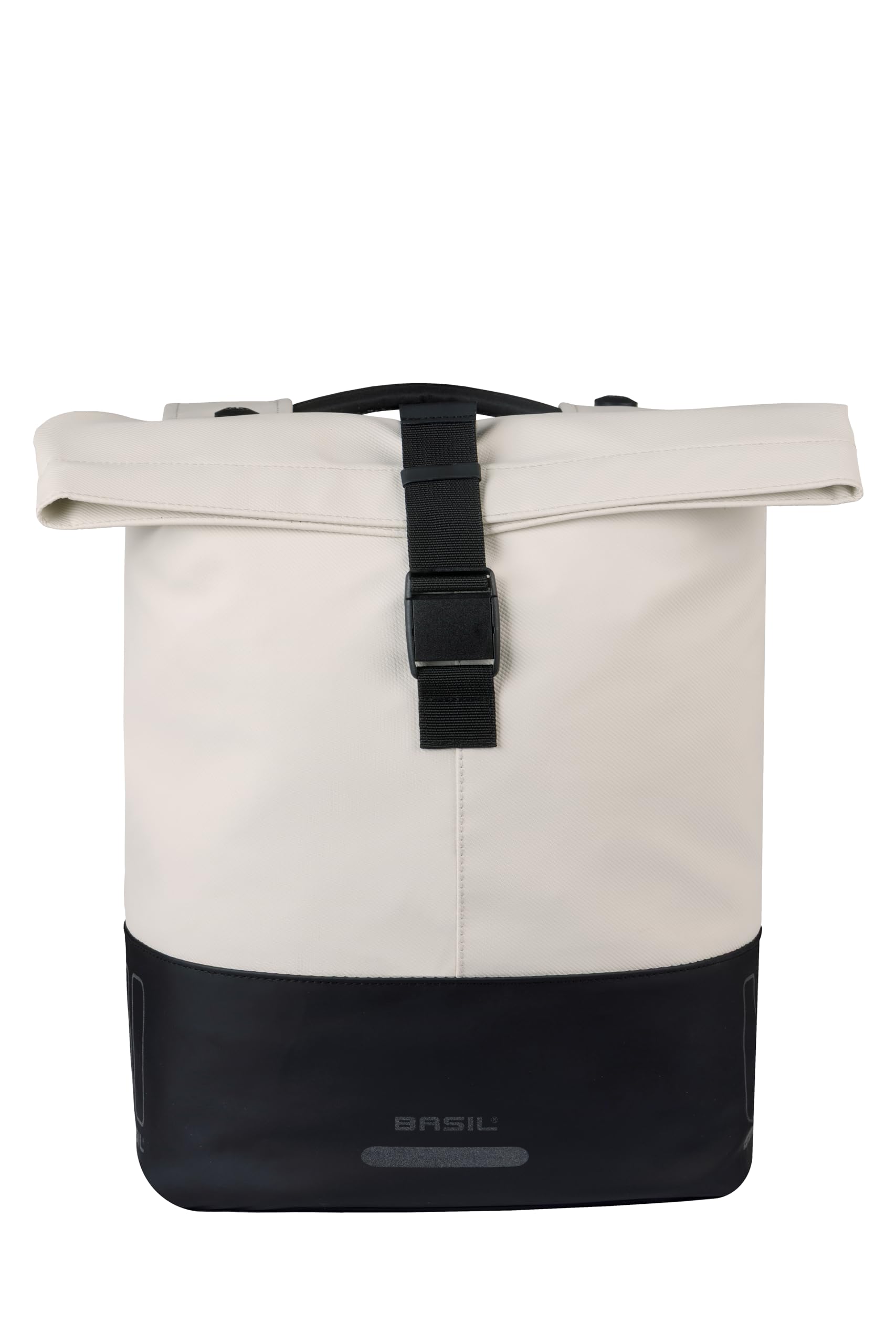 Basil Cove Torba rowerowa, na bagażnik, podwójna, z płytą adaptera MIK, 28-32 l, wodoodporna, odblaskowa, materiał z recyklingu, 29 x 14,5 x 36 cm, biała/czarna