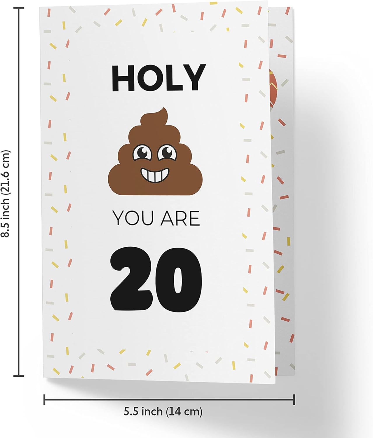 Karto Funny 20th Birthday Card for Men Women - Large 5.5x8.5 inch 20 Years Old Birthday Cards for Him Her - Brown - Image 4