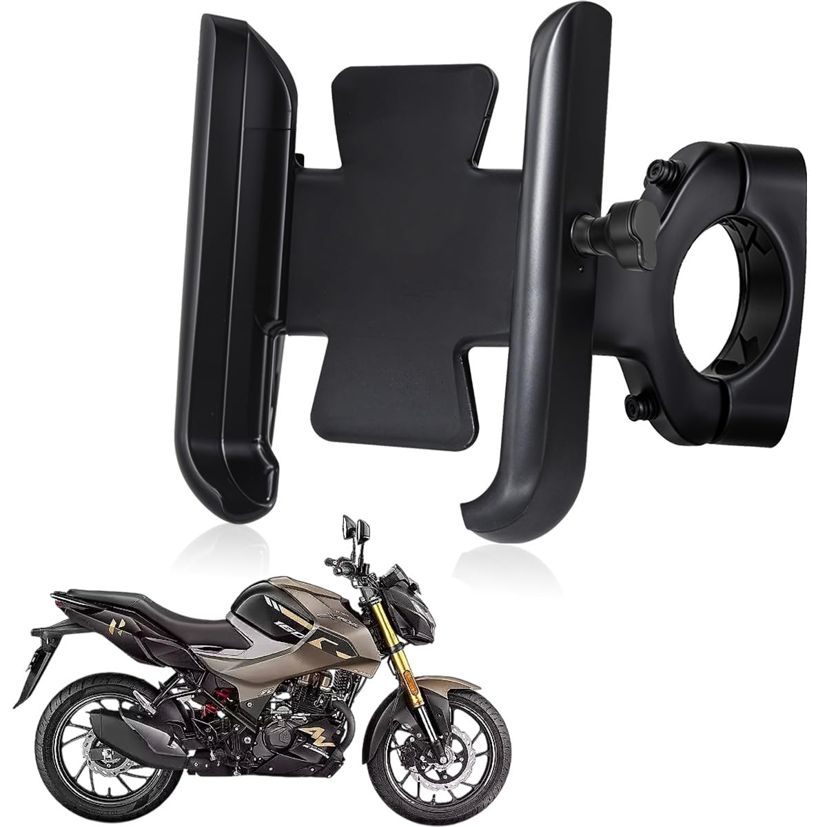 WHIPONE CNC Metal Bike Mobile Holder Compatible for Hero Xtreme 160R 4V, 360° Rotation Phone Mount Cradle for Bicycle & Motorcycle, Handlebar for All Smartphones, Anti-Slip, Full Grip (Black)-picture-11