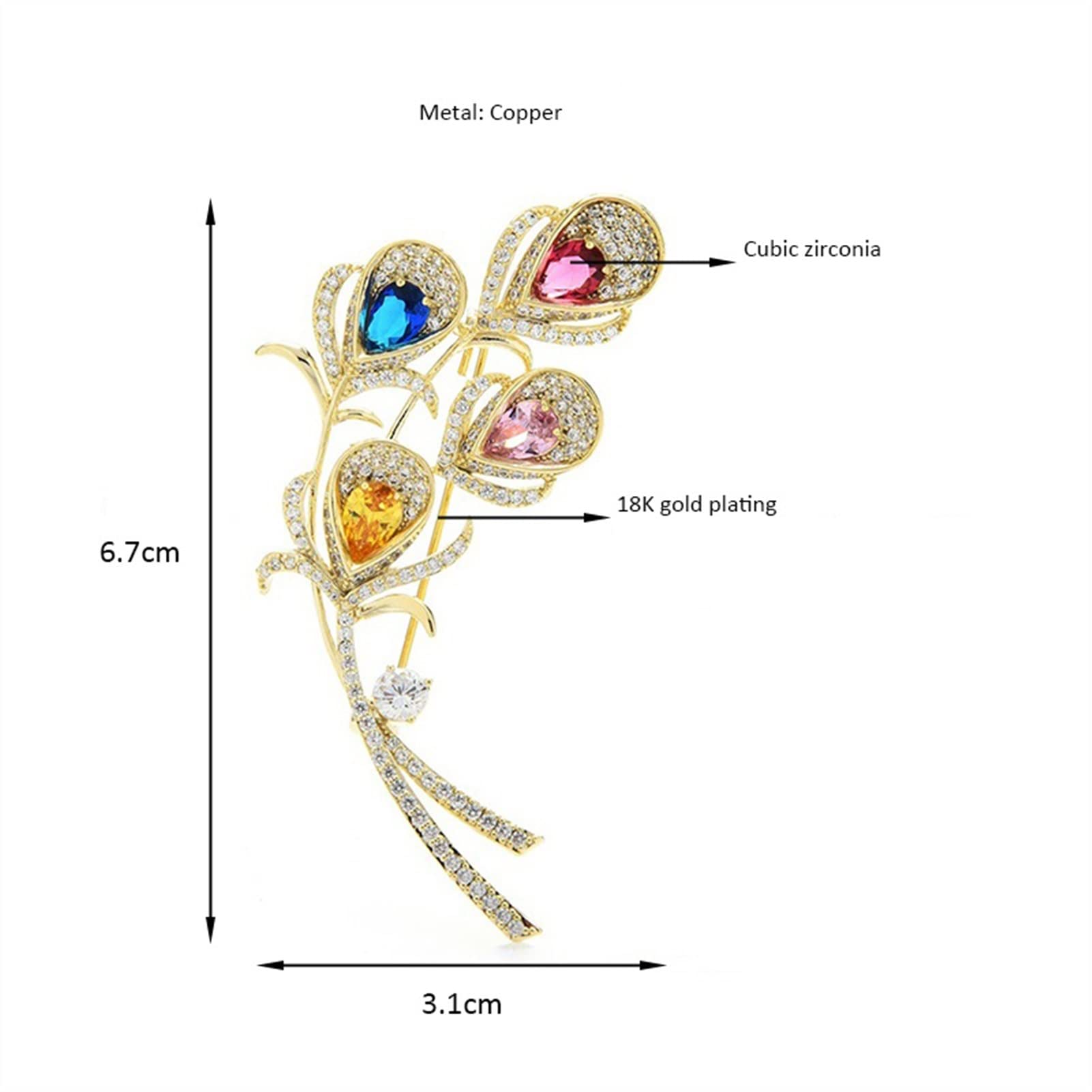 broche, Accesorios De Moda for Mujer Broche Plumas Elegante Lujo Circonita Flor Banquete Boda