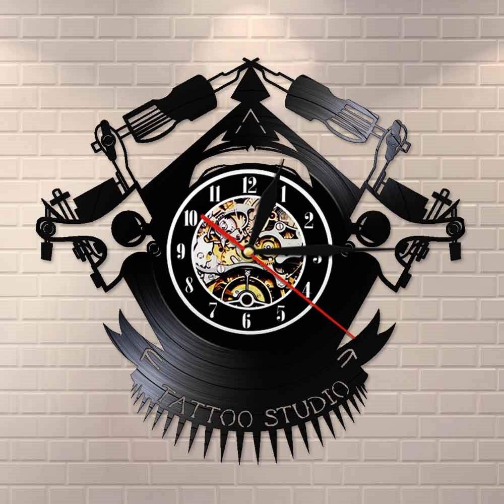 Vinyl Wanduhr Aus Echter Schallplatte – Handgefertigt, Leises Quarzwerk, Vintage Design Für Wohnzimmer, Bar Oder Tattoo-Studio