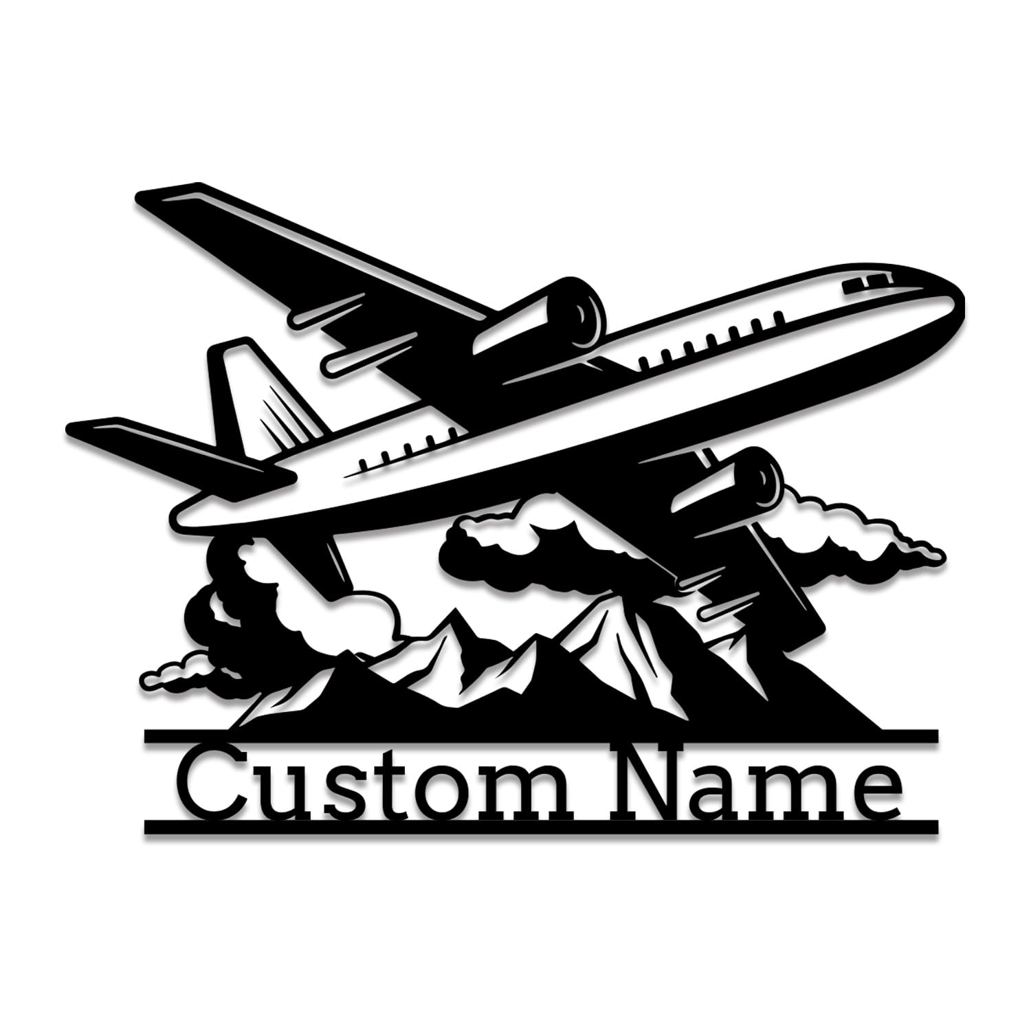 Outdoor Custom Airplane Metal Wall Art, Personalized Pilot Name Sign, Aircraft Hangar Decor,Plane Metal Monogram Name Sign,Custom Airplane Metal Wall Art, Airforce Housewarming Gifts (Style A)