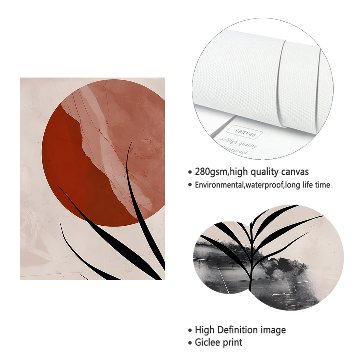 TOANGWALL Abstrakcyjna sztuka ścienna na płótnie i słońcu Czeska Roślina drukuj ścianę minimalistyczny plakat nowoczesna sztuka do wystroju salonu i sypialni 80 x 120 cm