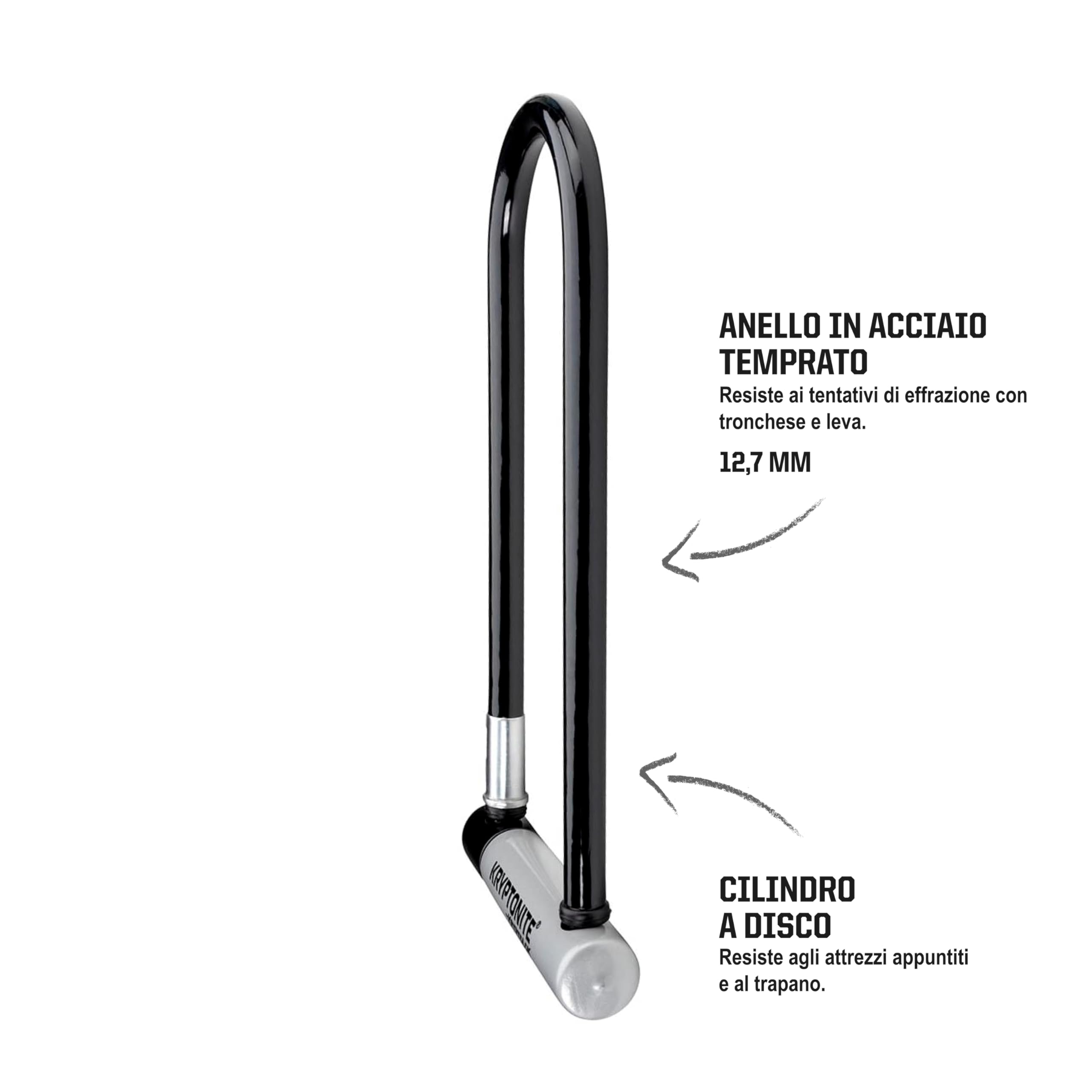 Kryptonite Lucchetto a U Kryptolok LS | Lucchetto antifurto per bici | Livello di sicurezza 6/10| Buona resistenza ai tentativi di effrazione| Dimensioni 10,2 cm x 22,9 cm