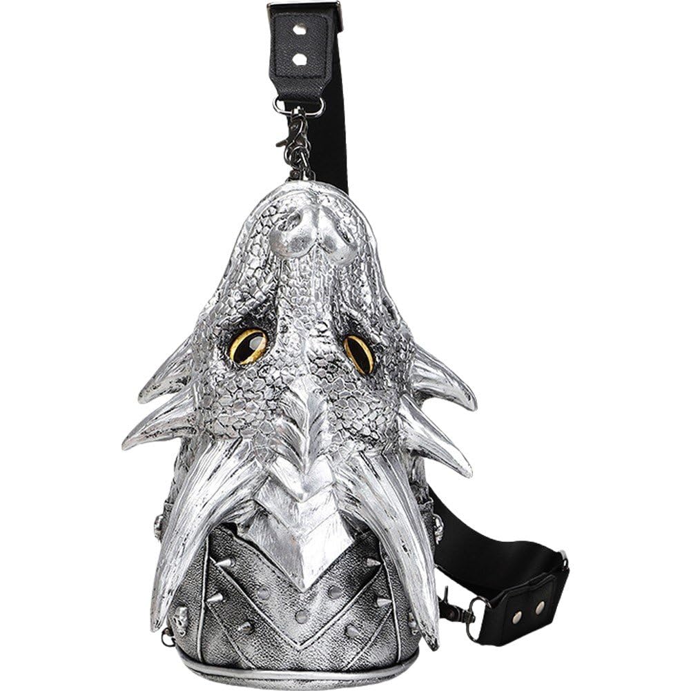 Sac à bandoulière tête de dragon 3D au fini vintage et détails soignés