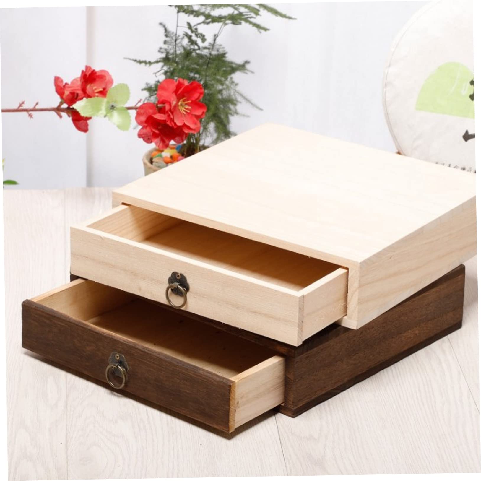 Zerodeko Caja de Té de Madera de Estilo Vintage Cajón, Marrón