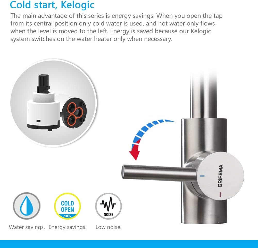Onе-Dау Sаlе: Uр tо 50% оƒƒ GRIFEMA G4008 Kitchen Tap, Single Lever Sink Taps with 360 Degree Flexible Spout High Arc Kitchen Faucet Stainless Steel Hot and Cold Kitchen Mixer Tap with 3/8 Inch Hoses, Nickle Brushed Bеѕt Rеvіеw GRIFEMA G4008 Kitchen Tap, Single Lever Sink Taps with 360 Degree Flexible Spout High Arc Kitchen Faucet Stainless Steel Hot and Cold Kitchen Mixer Tap with 3/8 Inch Hoses, Nickle Brushed