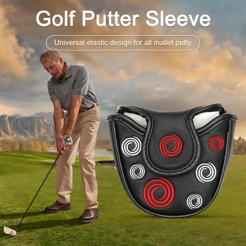 Funda para Cabeza de Putter de Golf Bordado Circular Cierre Magnético Piel Sintética ODY-Ssey