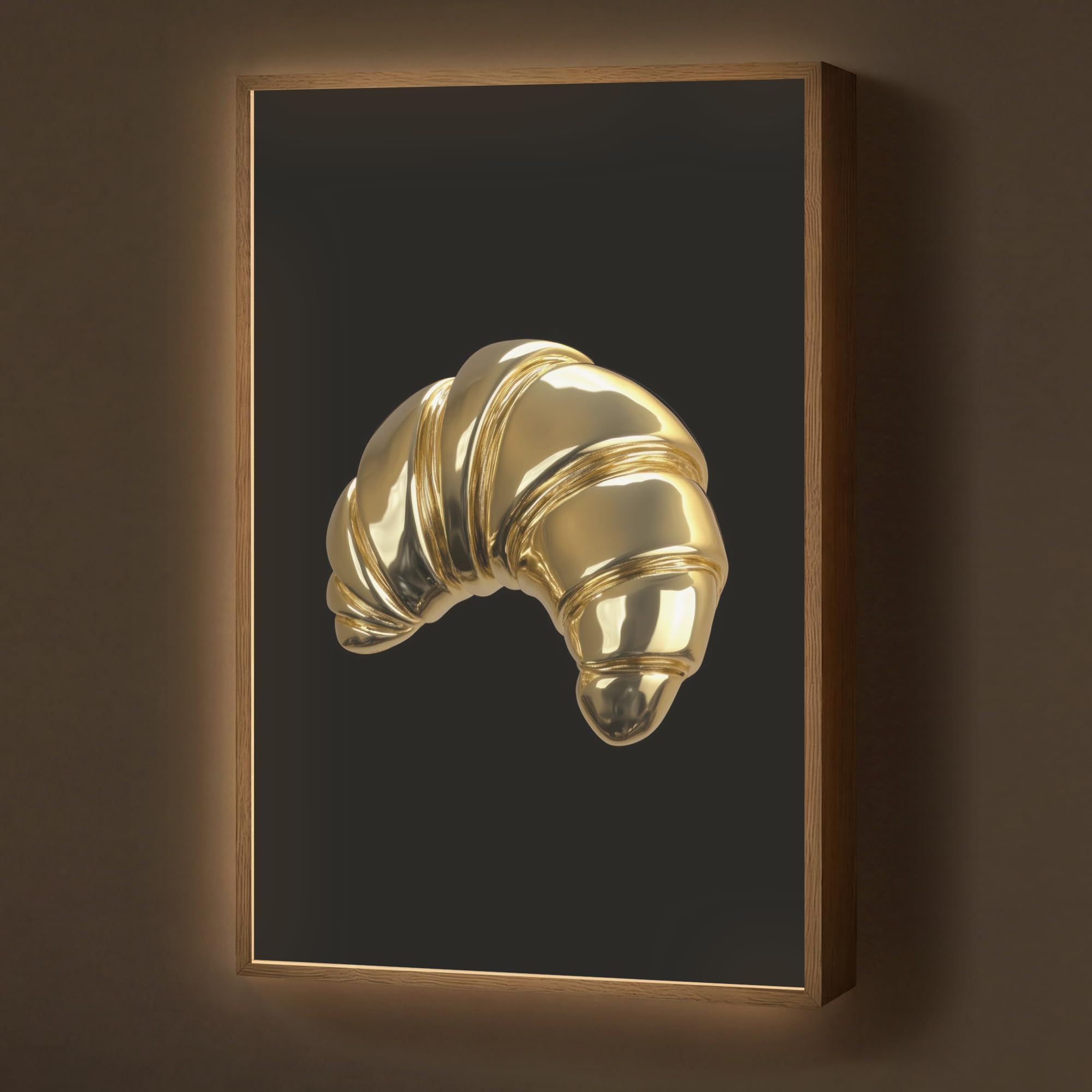 Wandleuchte Nachtlicht 60x90 cm Aufladbar Dimmbar Innen Nachtlampe Wandmontage LED Wandlampe Nachttisch Wall Lamp Licht Wand Croissant - Brot - Gold - Schwarz