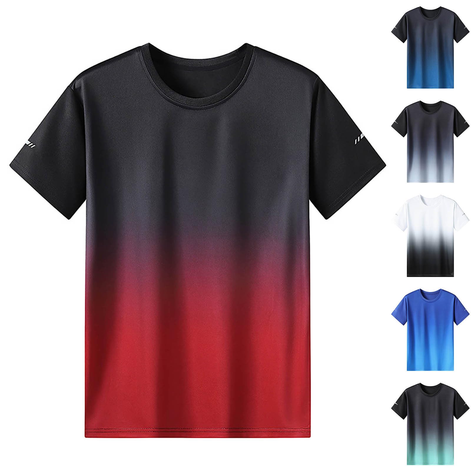 Men's Tee UK Sale Clearance, Gradient Color T-Shirts Short Sleeve T Shirt, Casual Pullover Round Neck Tees Tops Summer Lightweight Shirt Exercise Fitness T-Shirt Plus Size Undershirts Sports Wear