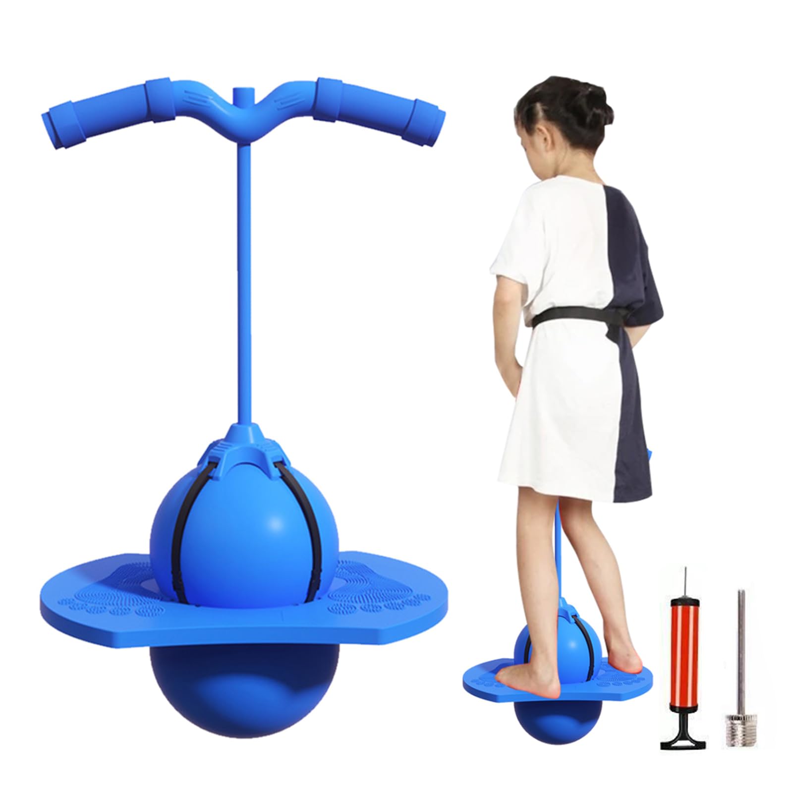 Balance Jumping Ball with Handle, Fun Stick Pump Bounce Balls for Kids & Adults, Anti-Slip Balance Ball Bounce Board