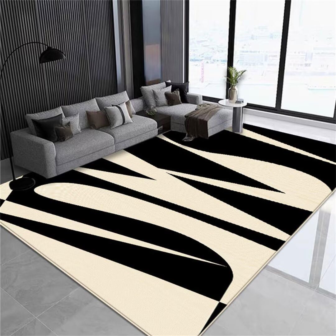 Tapis de chambre noir 90x160cm design simple pour salon et enfant