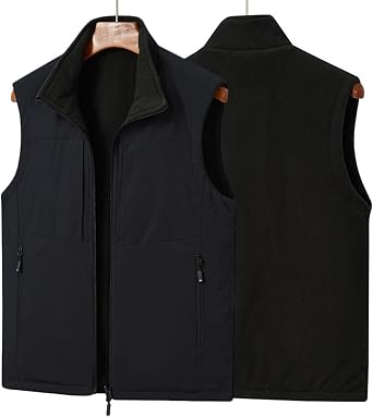 Elonglin Reversible Fleece Vest Warm Sleeveless Jacket for Men Women Fleece Lined Puffer Vest