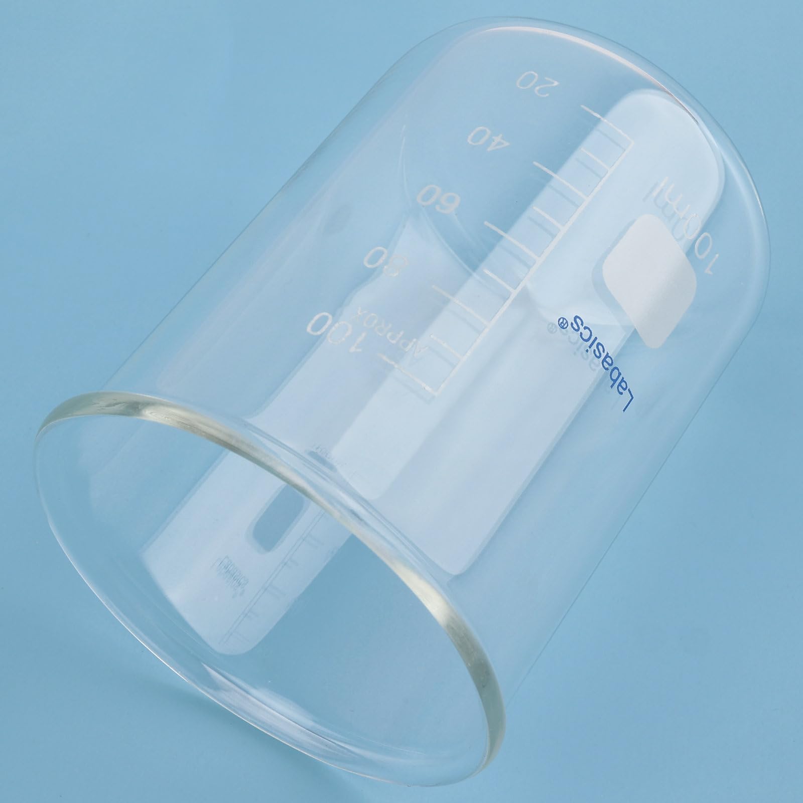 Labasics Becher in Vetro Borosilicato senza Beccuccio, Recipiente Resistente Agli Sversamenti per Miscelazione e Conservazione in Laboratorio, 100 ml