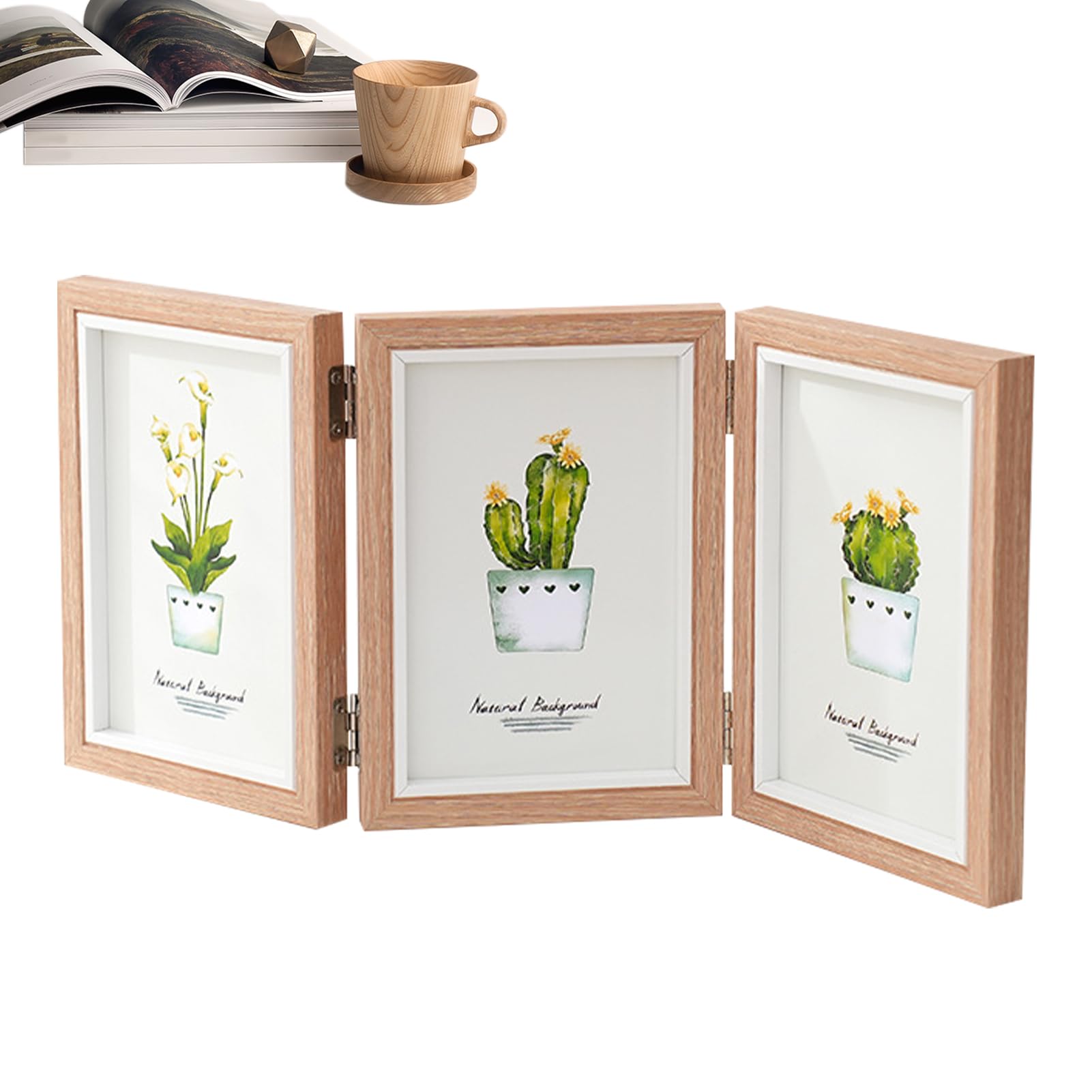 Cadre photo en bois triple pour décoration mariage et maison