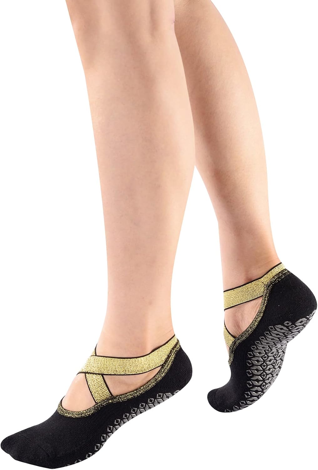 Womens and Girls Glitter Padded Anti Skid Non Slip Yoga Socks with Grips for Barre Pilate Ballet - Image 5