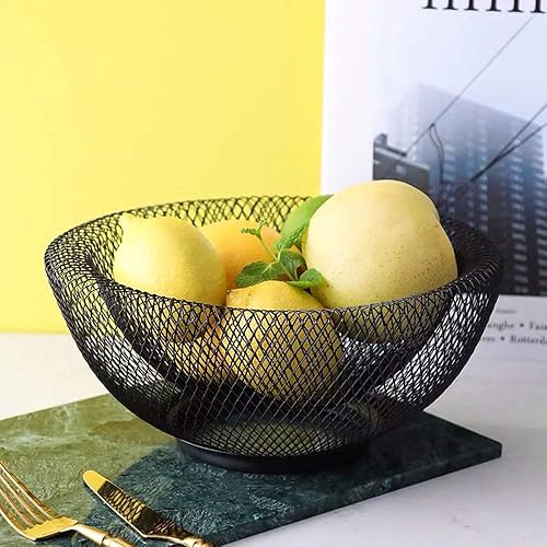 Miniatura 2 de Frutero negro Plato de caramelo de malla metálica redonda cesta de alambre pequeño moderno decorativo Frutero (malla)