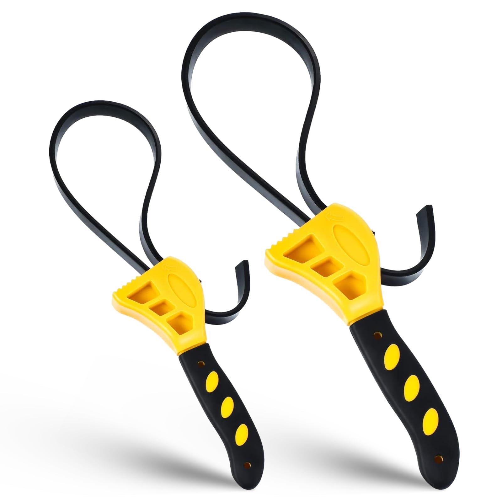 YIMIDM Strap Wrench Set, 2Pcs Adjustable Rubber Strap Wrench, Oil Filter Wrench Use as Jar Opener, Pipe Wrench