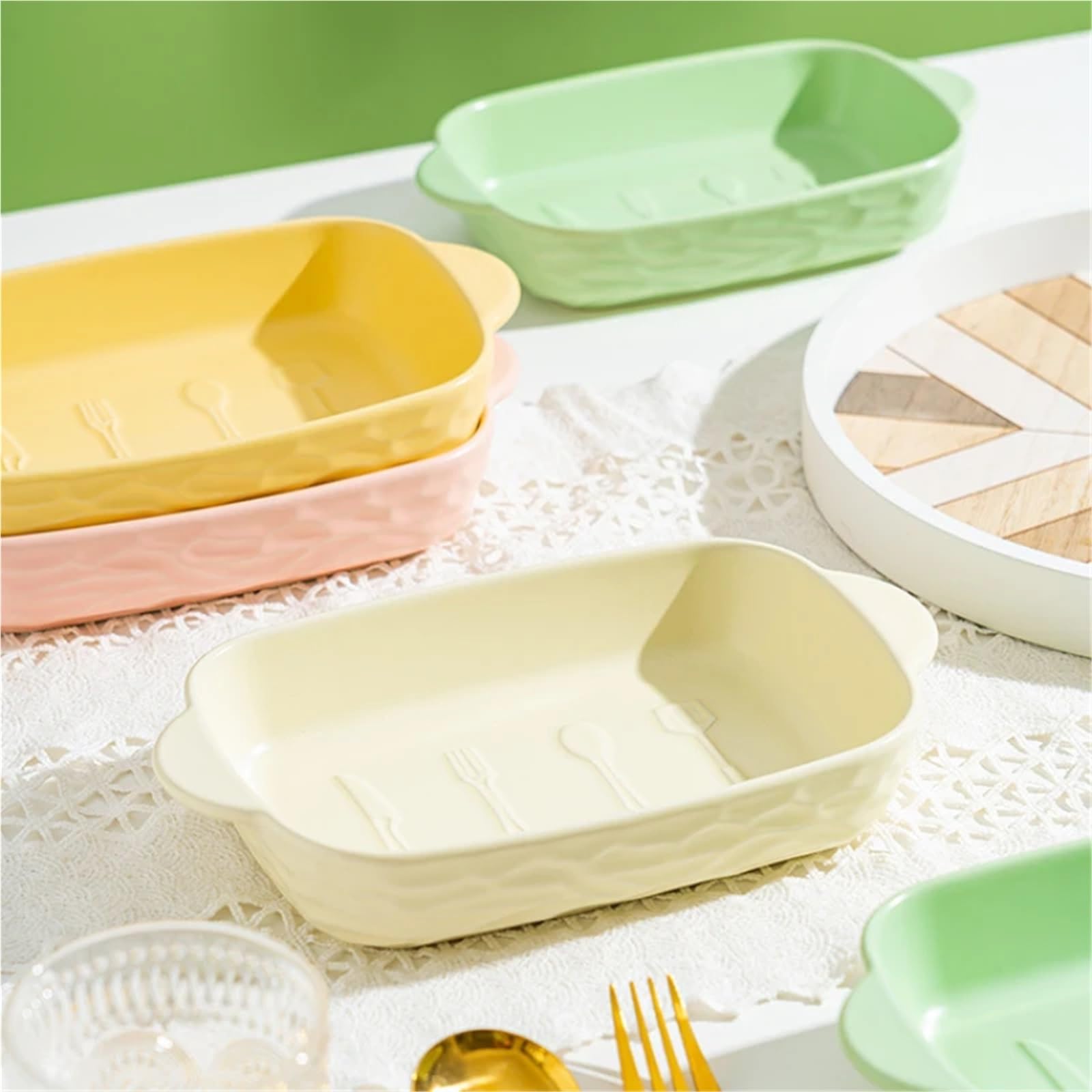 Auflaufform Keramik,Auflaufform Set Brotform for Backen, Werkzeuge und Zubehör, Küchenhelfer, Backgeschirr, Kochutensilien, Porzellangeschirr, Ofen-Backblech, Airfryer(9.5 Y)