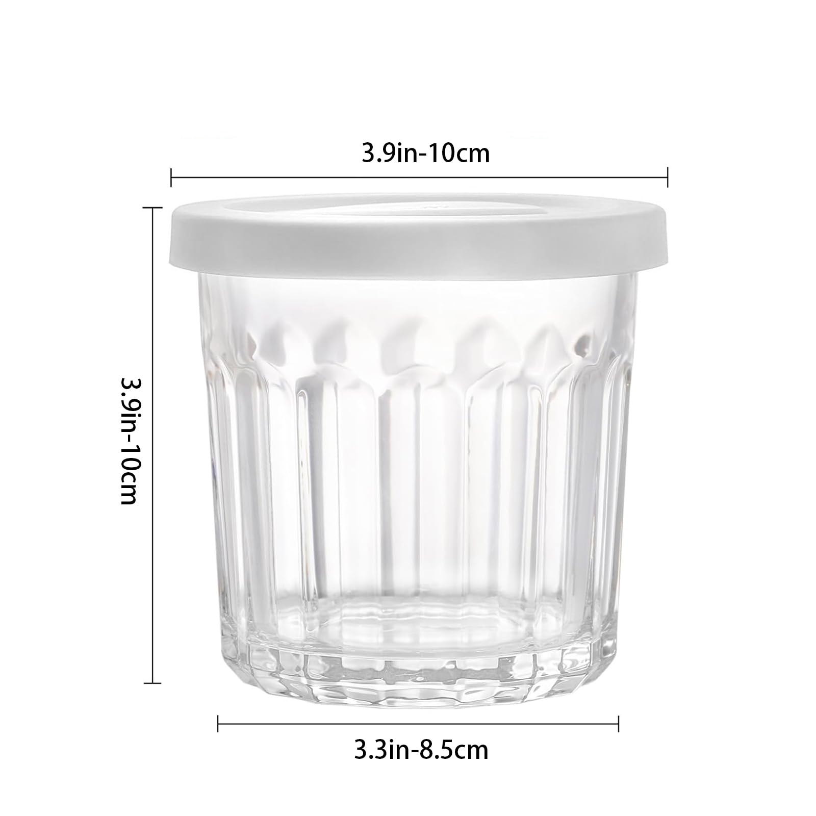 Glasbecher mit Deckel, 396.9 g Trinkgläser, Glaswaren 4er Set, Glasbecher, Vorratsdosen für Lebensmittel