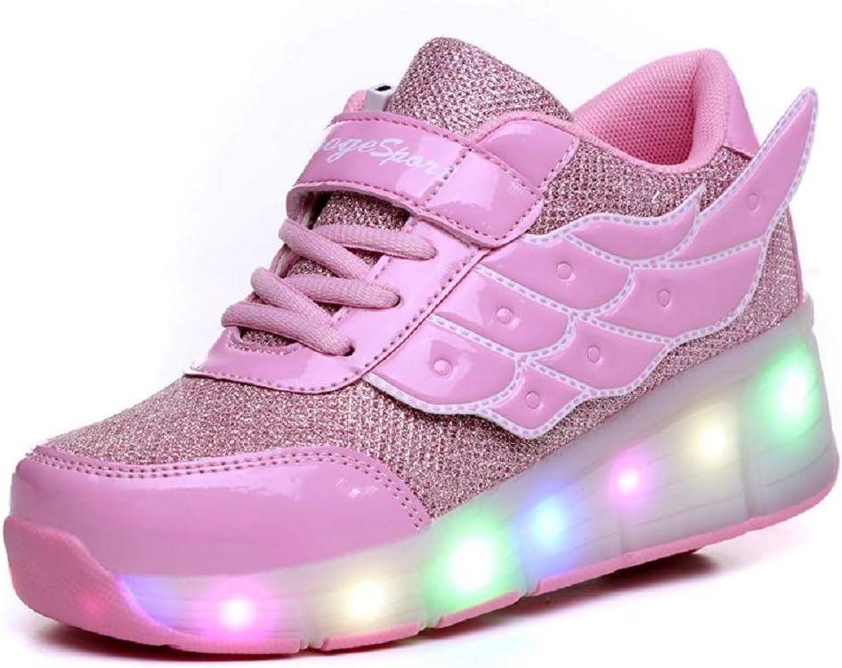 Kids Roller Skates Shoes USB Chargeable LED Light Up Shoes Wheels Roller Shoes Girls Sneakers Boys Best Gifts Christmas