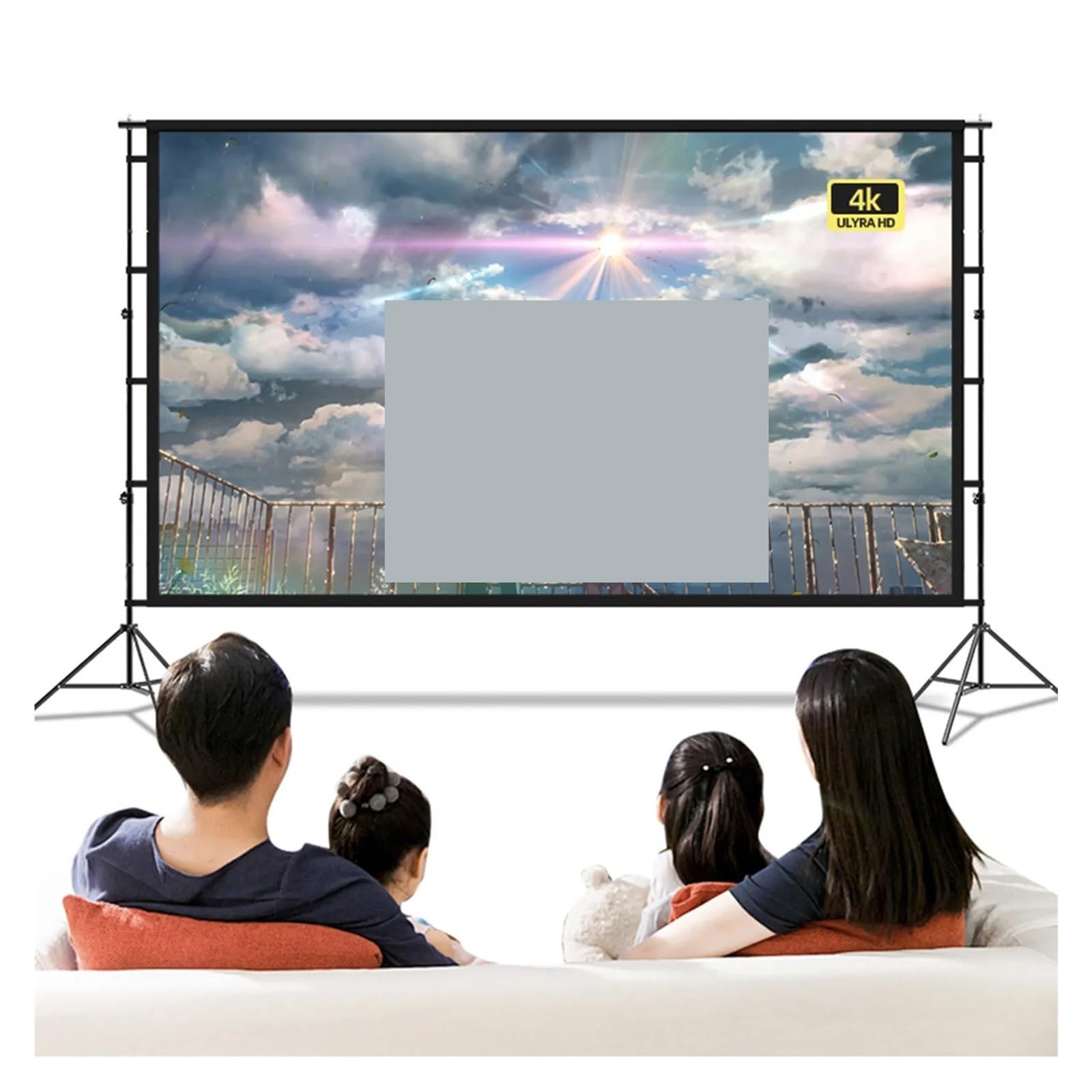 Ekran Projekcyjny, Ekran projektora ze stojakiem 100/120 cali przenośny ekran projekcyjny 16:9 4K HD tylne projekcje z przodu filmów torbą do noszenia(150 inch)