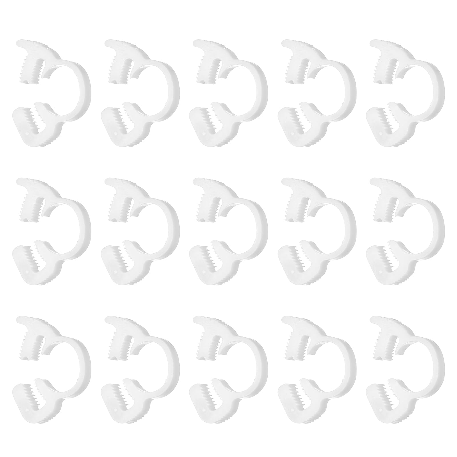 sourcing map 15pcs Double Snap Grip 7.6-8.1mm Heavy Duty Plastic Hose Clamps Ratcheting Adjustable Clamps Kit for Plumbing Automotive Fuel Line, White — image 1