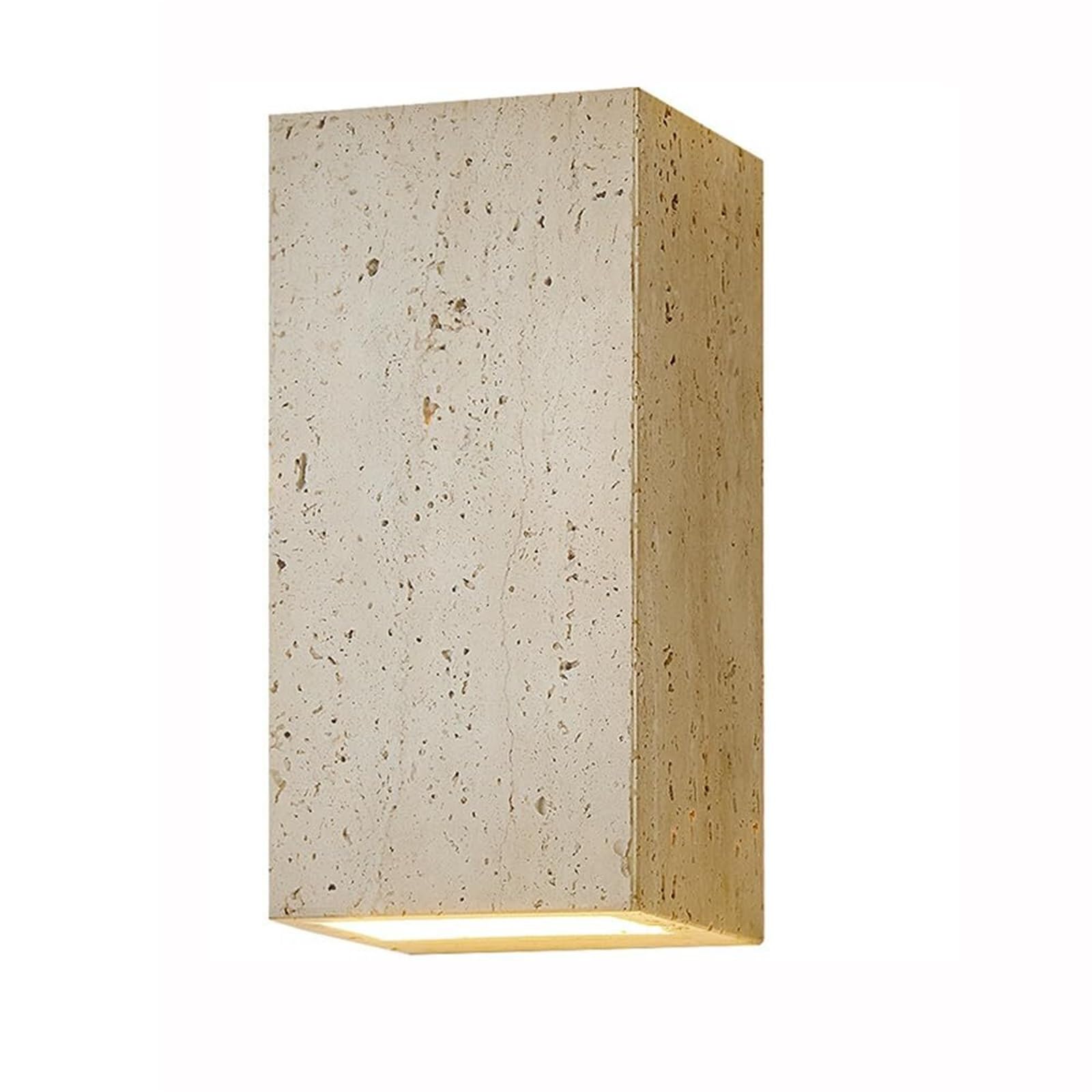 KHUKHU Stone Wall Sconce, Travertine Vintage Wall Lamp with Marble Shade, Retro Wall Light Fixture, Vanity Light, Wall Mounted Lamp for Bedroom Living Room,Hallway Entryway Bar Foyer(Rectangular)