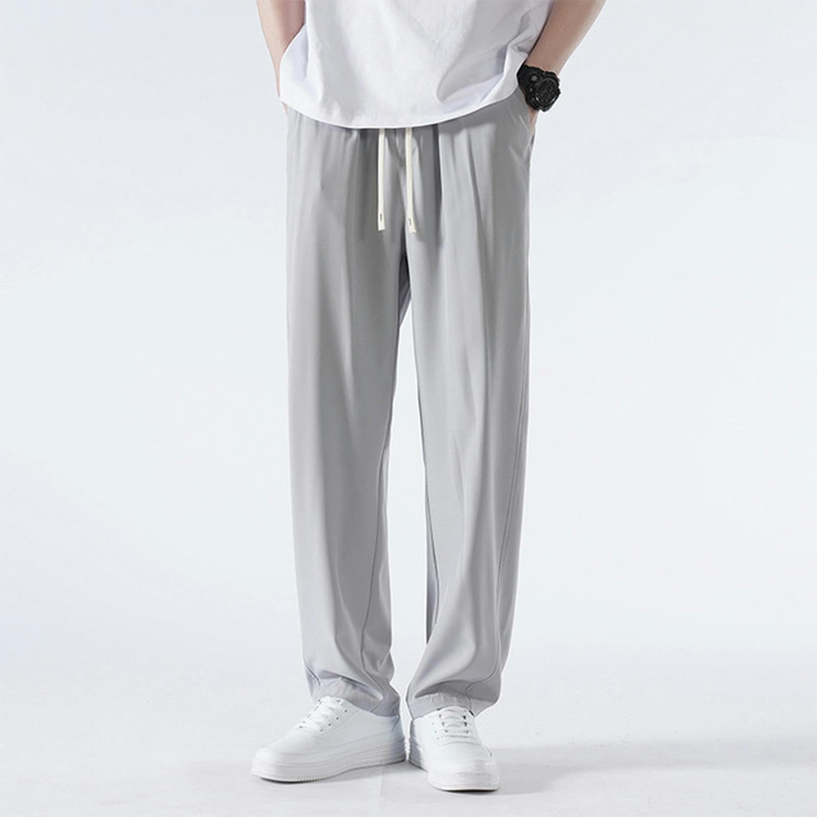 Summer Sweatpants Men Stretch Streetwear Wide Leg Casual Loose Track Pants  Male Straight Trousers -XL-509 Gray : Amazon.ca: Clothing, Shoes \u0026 ...