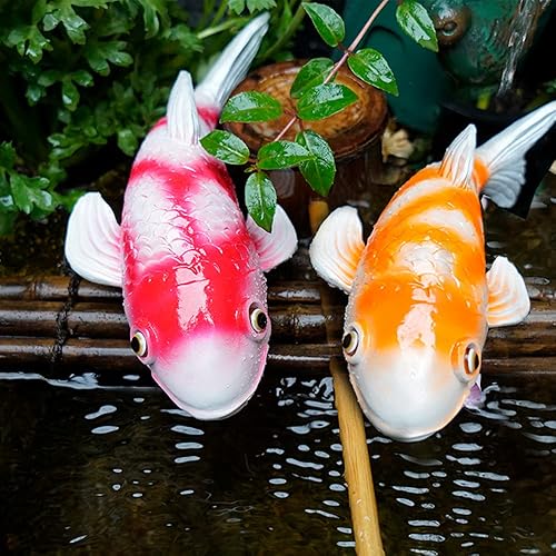 Miniatura 4 de Juego de 2 estatuas solares de jardín de peces koi, esculturas de peces de cerámica para decoración de patio al aire libre, patio, césped y balcón,
