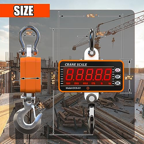 Image of YATOINTO 1000kg /2000lb Digital Crane Scale Heavy-Duty Industrial Hanging Scale with Remote Control Smart Type LED Display CE Certified Electronic Weighing Crane Scale (Orange)