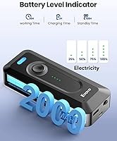 Vista 3 de Eyoyo Escáner de código de barras Bluetooth 2D inalámbrico con clip, batería de 2000 mAh con indicador de nivel, mini lector de códigos de barras QR