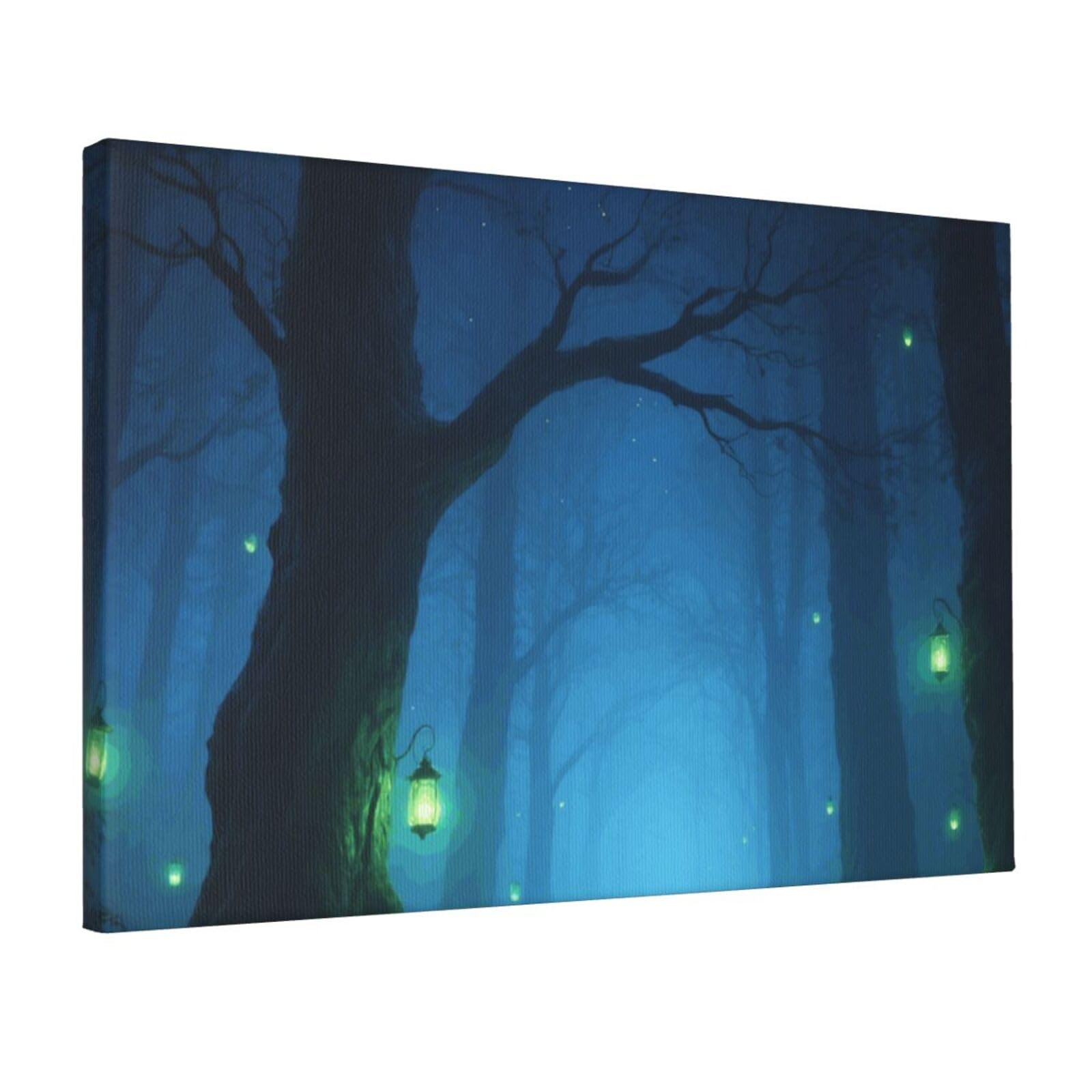 Fodpand Forest Unframed Canvas Wall Art,Modern Posters Print Wall Decor Canvas Oil Painting For Bedroom Living Room Bathroom Wall Hanging Artwork Ready To Hang 12"X18"