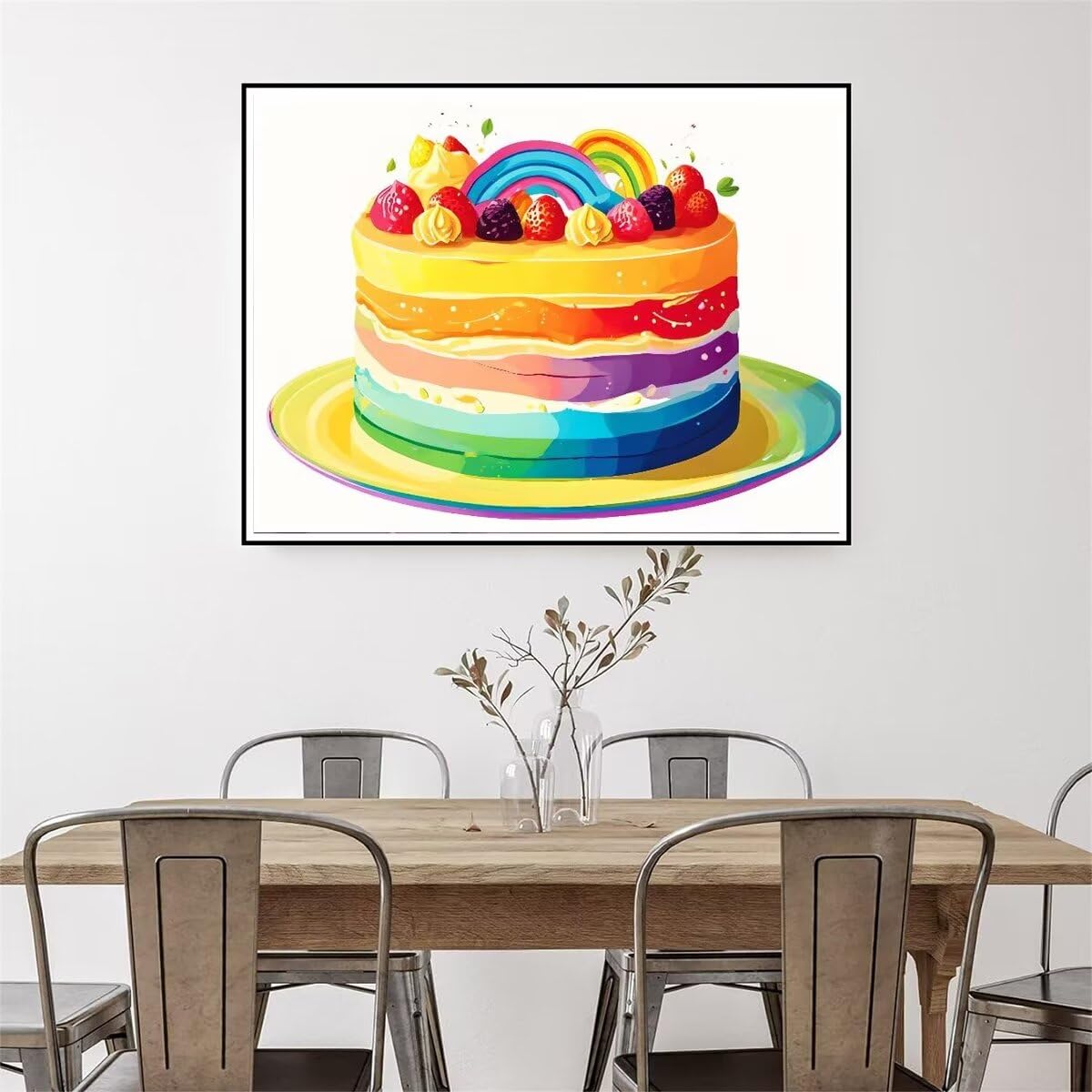 Malen Nach Zahlen Erwachsene Bunte Torte Malen Nach Zahlen Eigenes Bild, DIY Malen Nach Zahlen Kinder Ölgemälde Set für Anfänger mit 3-Pinseln und Acrylfarbe für Home Wand Dekor 100X135cm I-6291