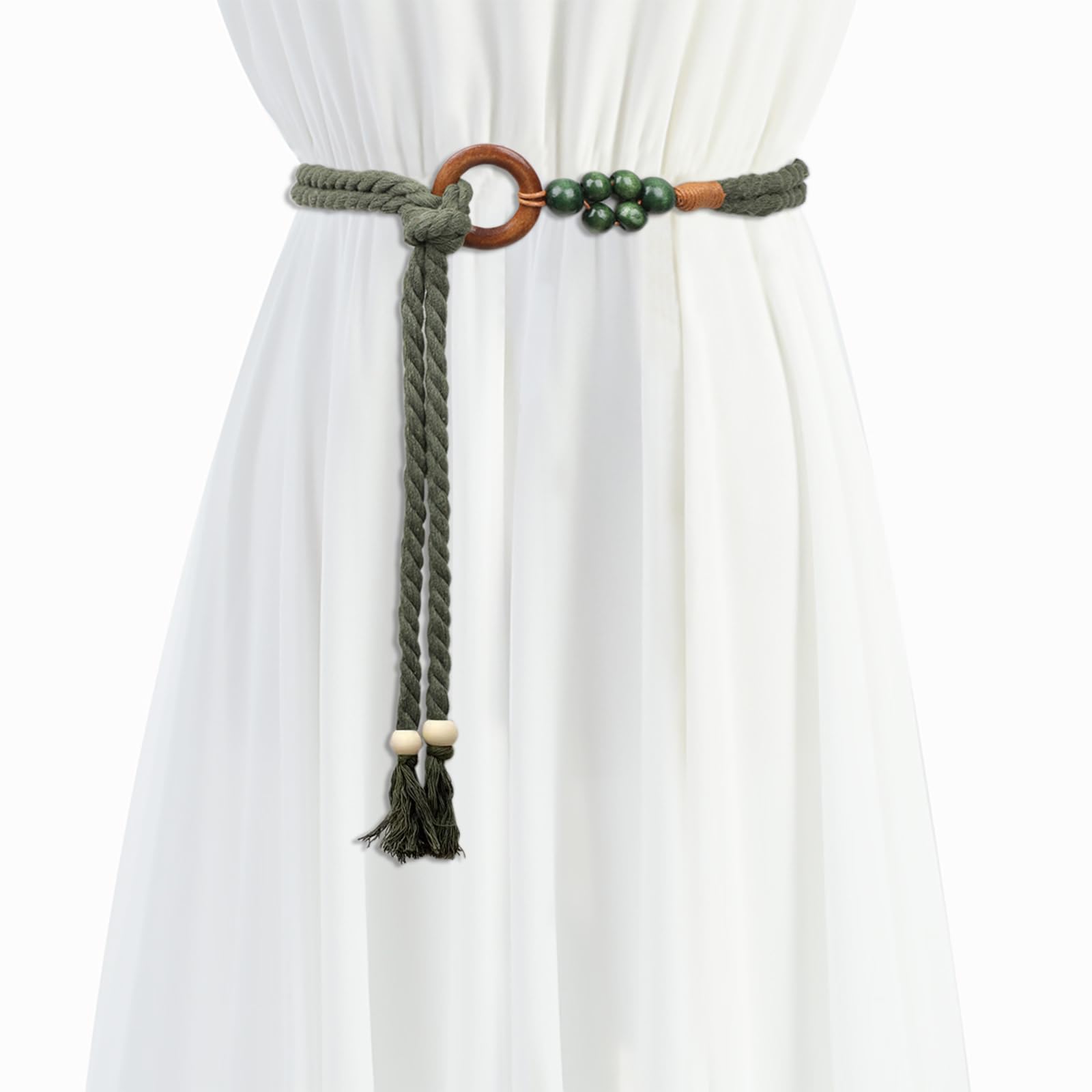 NIDMIDO Womens Braided Knotted Waist Belt Trendy Bohemian Style Waist Belt Decorative Tassel Dress Belt for Women Girls