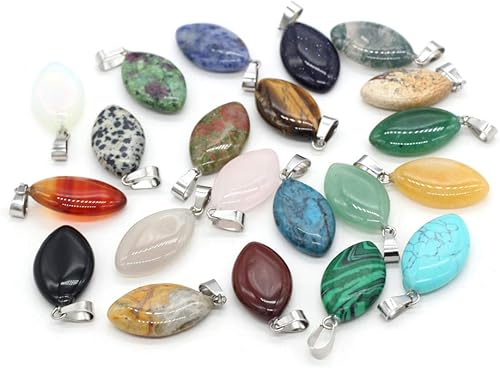 Miniatura 3 de LE SKY 20 colgantes de piedra natural con forma de marquesa pulida, piedra de ágata de cristal curativo de Reiki para hacer joyas y collares, Ágata