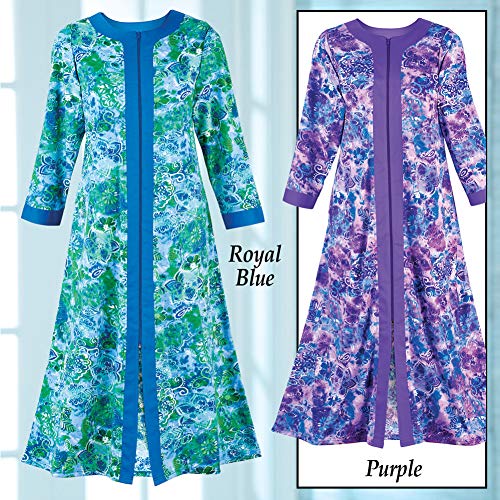 Collections Etc Women's Long Paisley Zip-Front Robe With Side Pockets Womens Royal Blue X-Large, Royal Blue, X-Large #TOP3