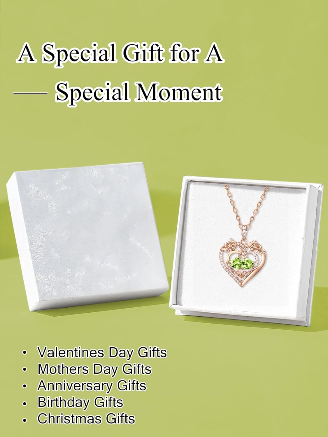 Valentine's Day Anniversary Birthday Gifts for Her Rose Heart Necklace Exquisite 925 Sterling Silver Jewelry for Wife Mom Her Double Birthstone Pendant - Image 6