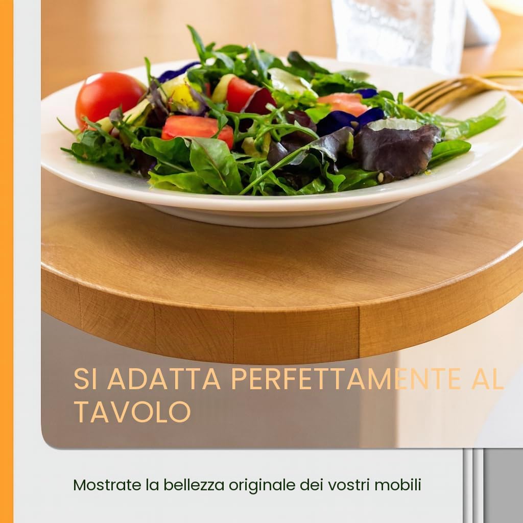 Pellicola per tavolo rotonda trasparente da 2 mm, protezione per tavolo con bordo obliquo, tovaglia trasparente lavabile, su misura, prodotta in Germania (120 cm)