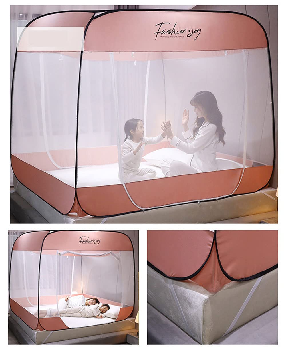 Mosquitera emergente para cama doble, mosquitera de viaje portátil plegable, cortina mosquitera de doble puerta con parte inferior, fácil instalación, antimosquitos, para cama, camping, viaj