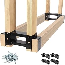 Highpro Firewood Rack Outdoor, Fire Wood Racks, Fire Log Holder Storage, Heavy Duty Steel Firewood Rack Bracket Kit for Outdoor Indoor Patio Deck Metal Log Holder with Screws, Black-2 Pack