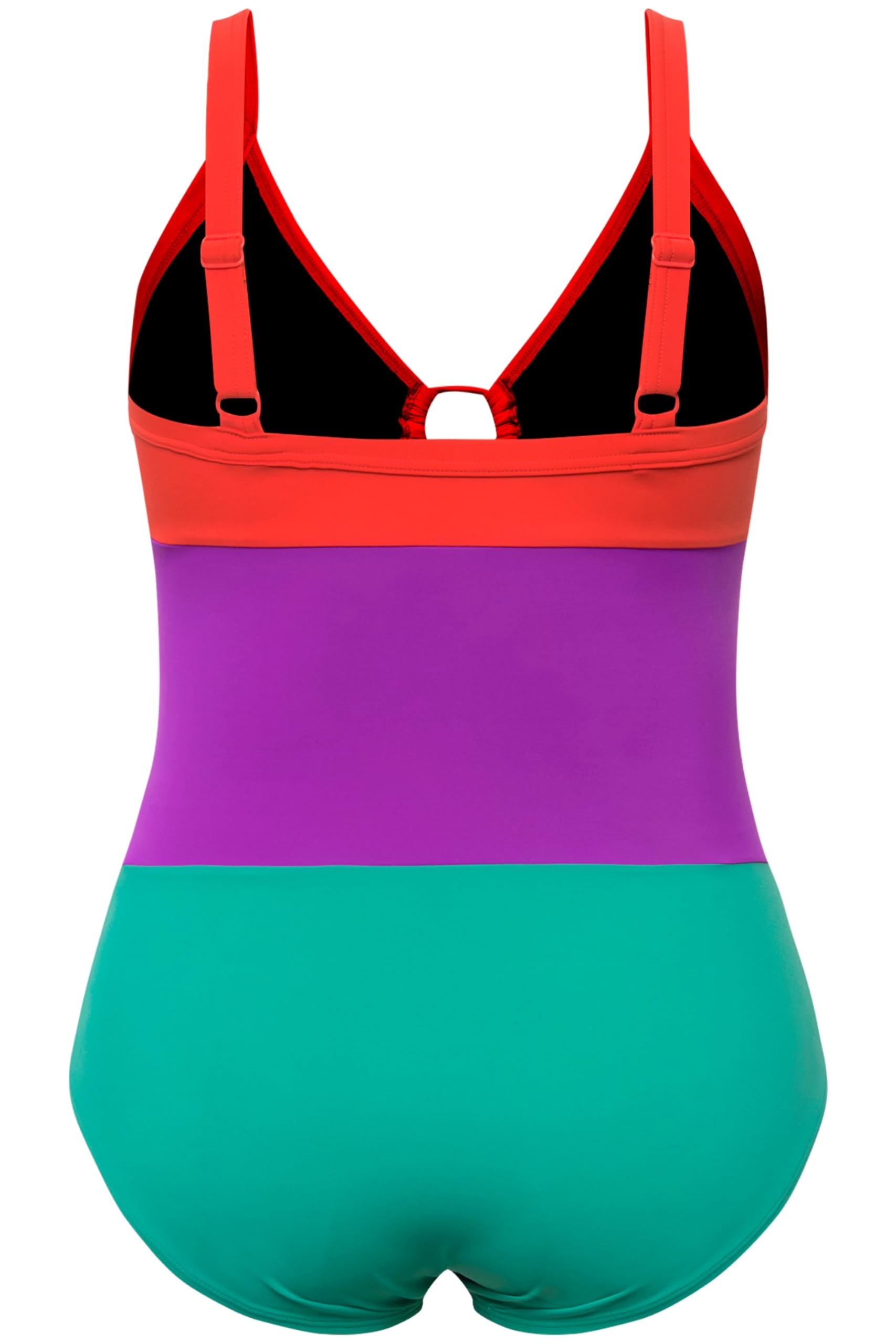 Ulla Popken Costume da Bagno con Color Blocking, Coppe morbide, Aperture e Materiale Riciclato 826476