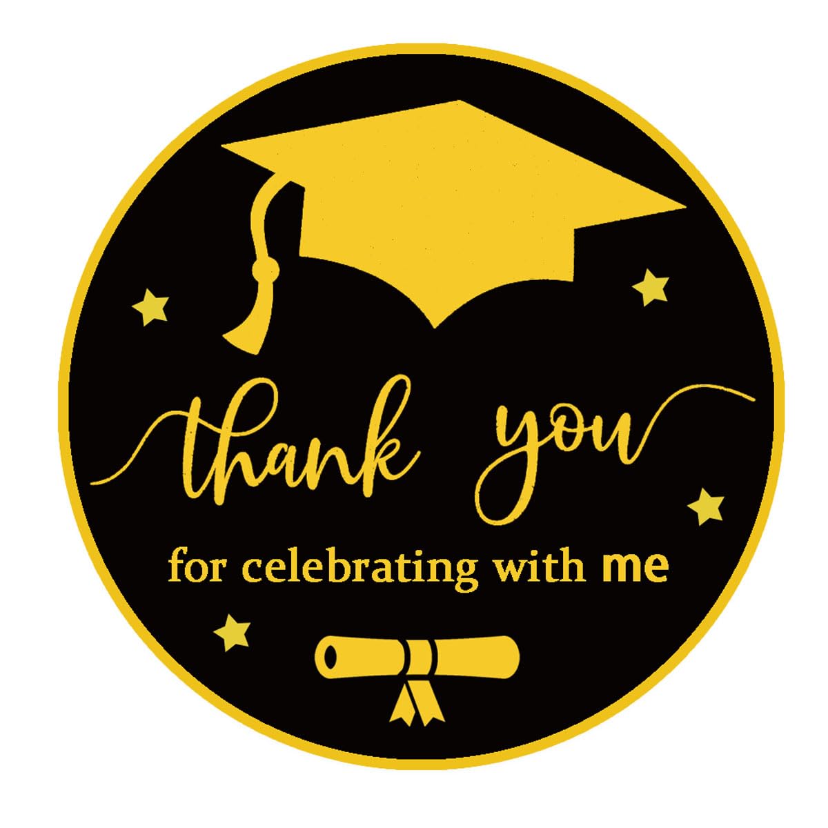Graduation Stickers 2 Inch Congratulations Graduates Gold Foil Sticker Thank You for Celebrating with Me Stickers for Envelopes,Bag Seal Grad Party
